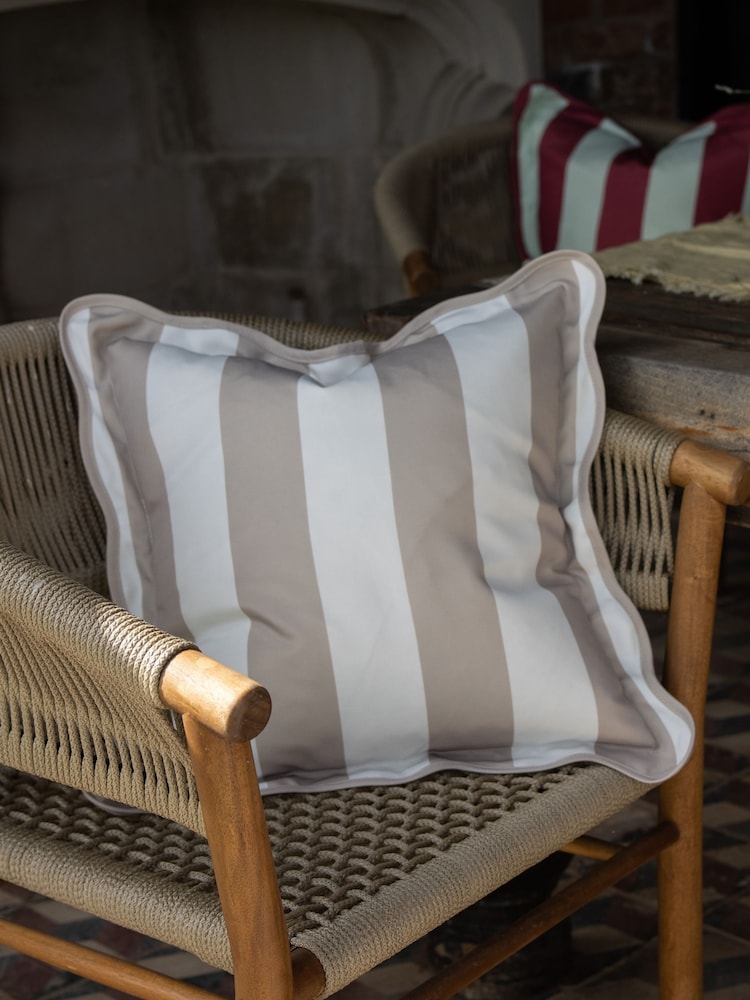 Ellenvale Interiors Greige Outdoor Scalloped Cushion Cover 45 X 45cm - Image 3 of 3