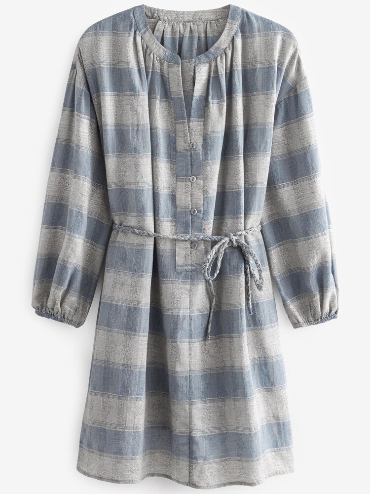 Modre s svetlikajočimi se črtami - Kratka obleka z dolgimi rokavi Kaftan Style - Slika 3 iz 3 Modre s svetlikajočimi se črtami - Kratka obleka z dolgimi rokavi Kaftan Style - Slika 3 iz 3