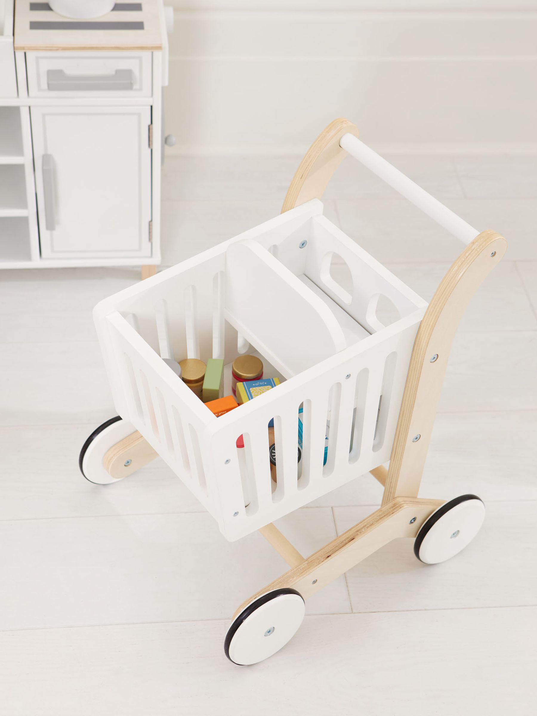 Kids wooden trolley hotsell