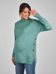 JoJo Maman Bébé Sage Green Turtle Neck Maternity & Nursing Jumper - Image 1 of 4