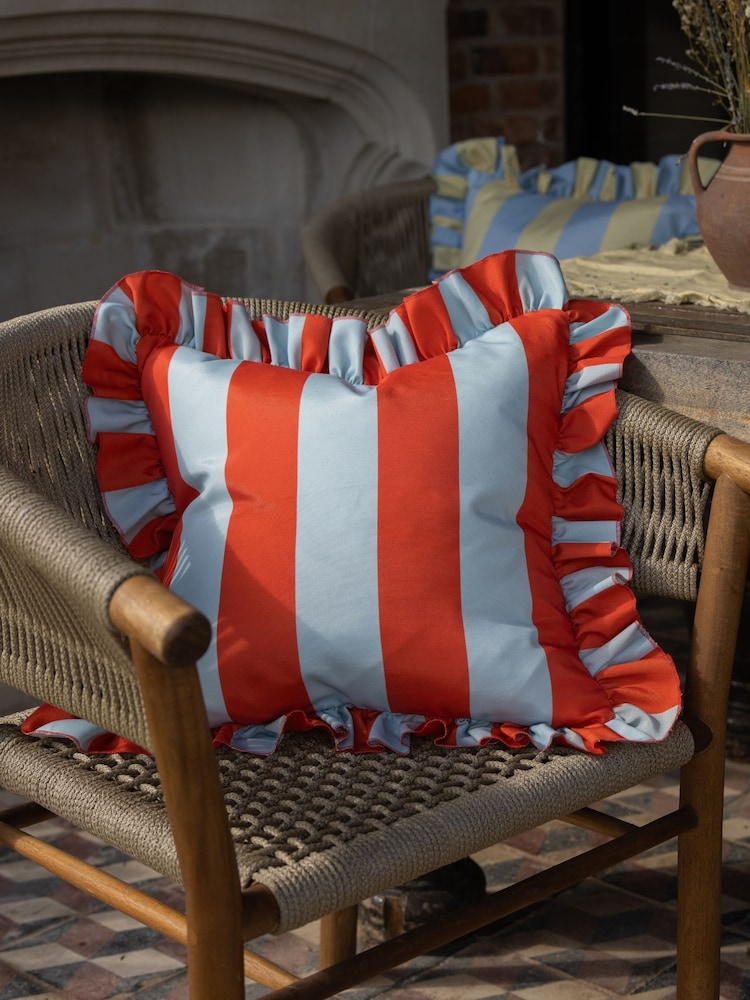 Ellenvale Interiors Blue/Pink/Yellow Outdoor Ruffle Cushion Cover 45 X 45cm - Image 2 of 3 Ellenvale Interiors Blue/Pink/Yellow Outdoor Ruffle Cushion Cover 45 X 45cm - Image 2 of 3