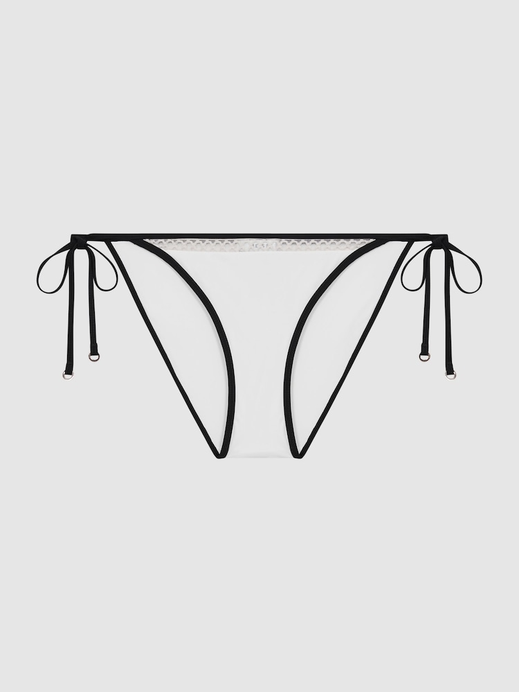 Reiss White/Neutral Sadie Side Tie Lattice Bikini Bottoms - Image 2 of 5