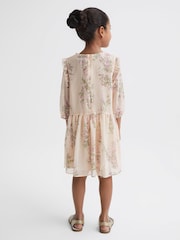 Reiss Pink Print Amber 9-12 yrs Chiffon Print Dress - Image 5 of 7