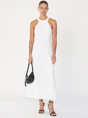 Religion White Halterneck Beaded Sequin Midi Maxi Dress - Image 1 of 6