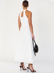 Religion White Halterneck Beaded Sequin Midi Maxi Dress - Image 5 of 6