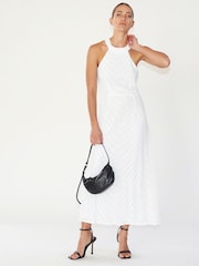 Religion White Halterneck Beaded Sequin Midi Maxi Dress - Image 6 of 6