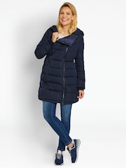 JoJo Maman Bébé Navy Blue 2-in-1 Maternity Puffer Coat - Image 16 of 18