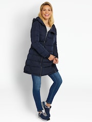 JoJo Maman Bébé Navy Blue 2-in-1 Maternity Puffer Coat - Image 17 of 18