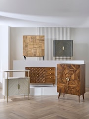Dark Grey Valencia Marble Mango Wood Small Sideboard - Image 6 of 11