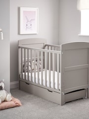 Obaby Grace Warm Grey Mini Cot Bed & Under Drawer - Image 1 of 4