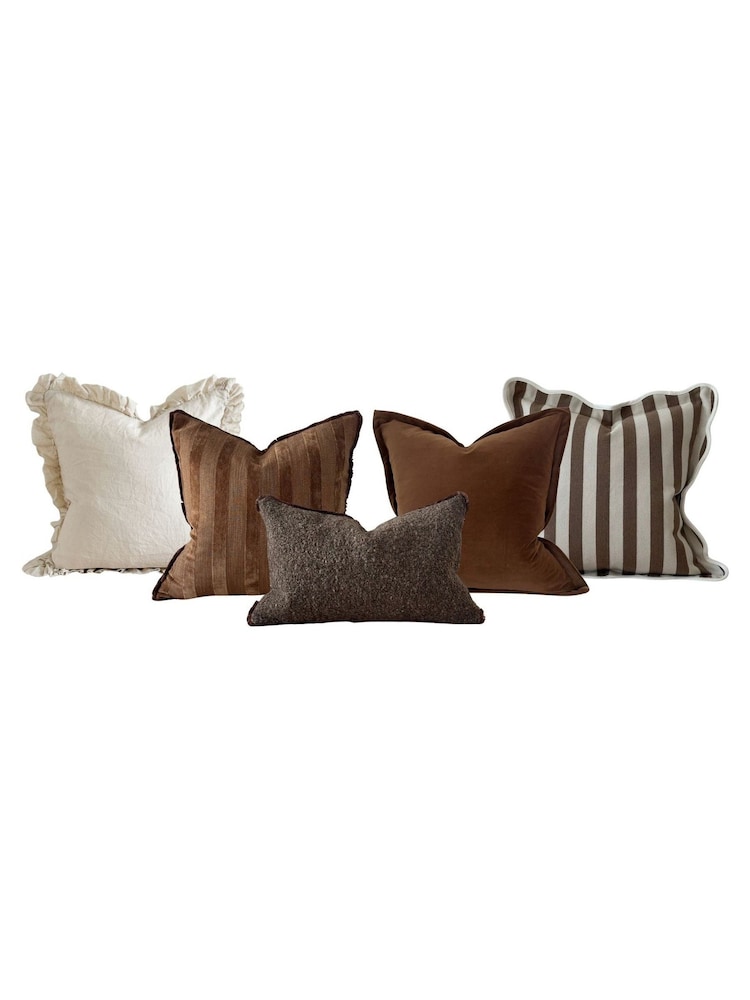 Ellenvale Interiors Set of 5 Brown Cushion Covers Combination - Image 7 of 7 Ellenvale Interiors Set of 5 Brown Cushion Covers Combination - Image 7 of 7