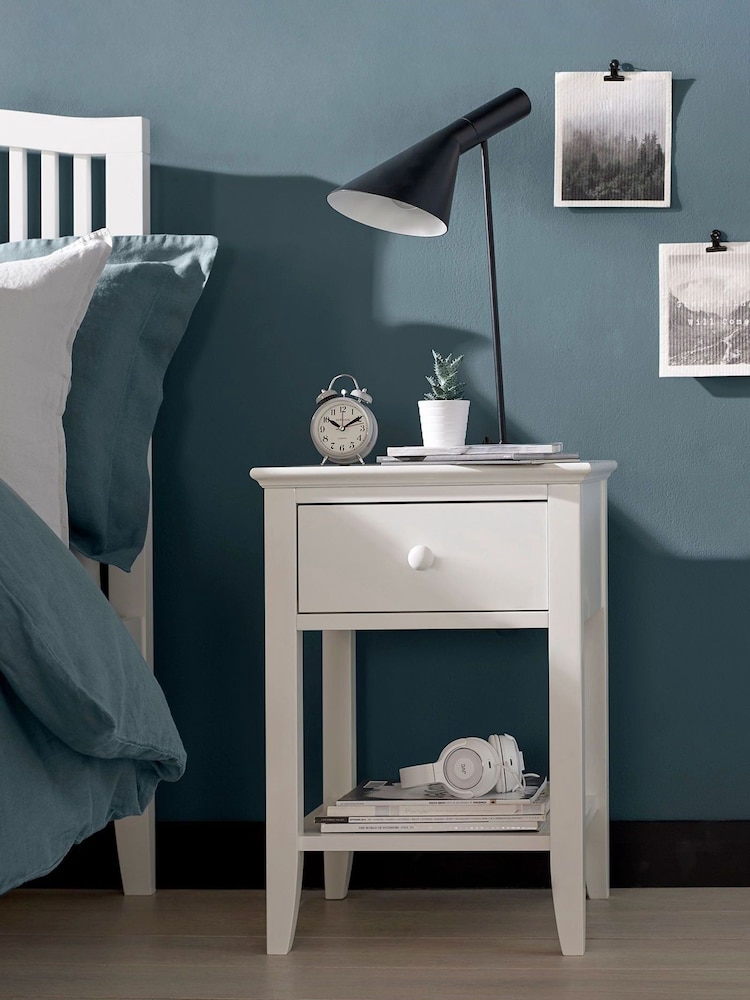 Bentley Designs White Ashby 1 Drawer Bedside Table - Image 1 of 4