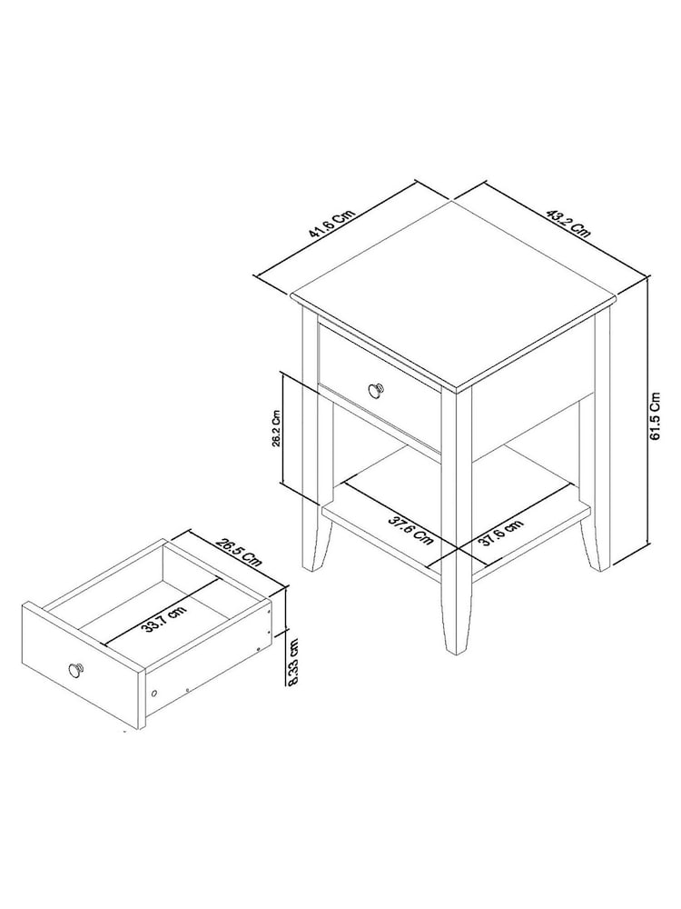 Bentley Designs White Ashby 1 Drawer Bedside Table - Image 4 of 4