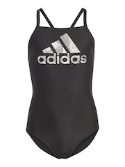 adidas Black Junior Big Logo Swimsuit - Image 1 of 6