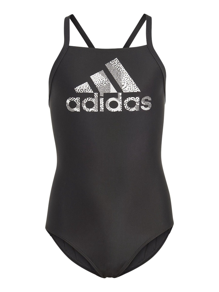 adidas Black Junior Big Logo Swimsuit - Image 1 of 6