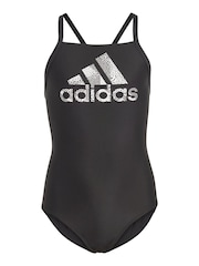 adidas Black Junior Big Logo Swimsuit - Image 3 of 6
