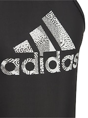 adidas Black Junior Big Logo Swimsuit - Image 4 of 6