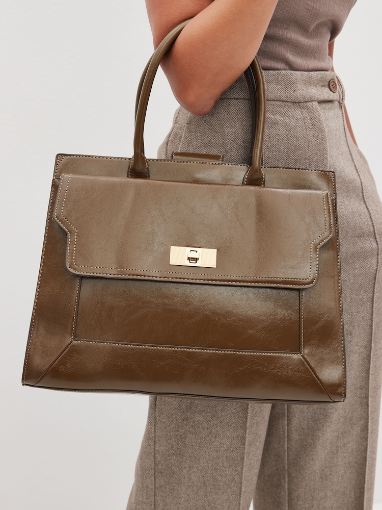 Olive Green Handheld Tote Bag - Image 1 of 9