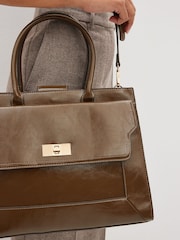 Olive Green Handheld Tote Bag - Image 4 of 9