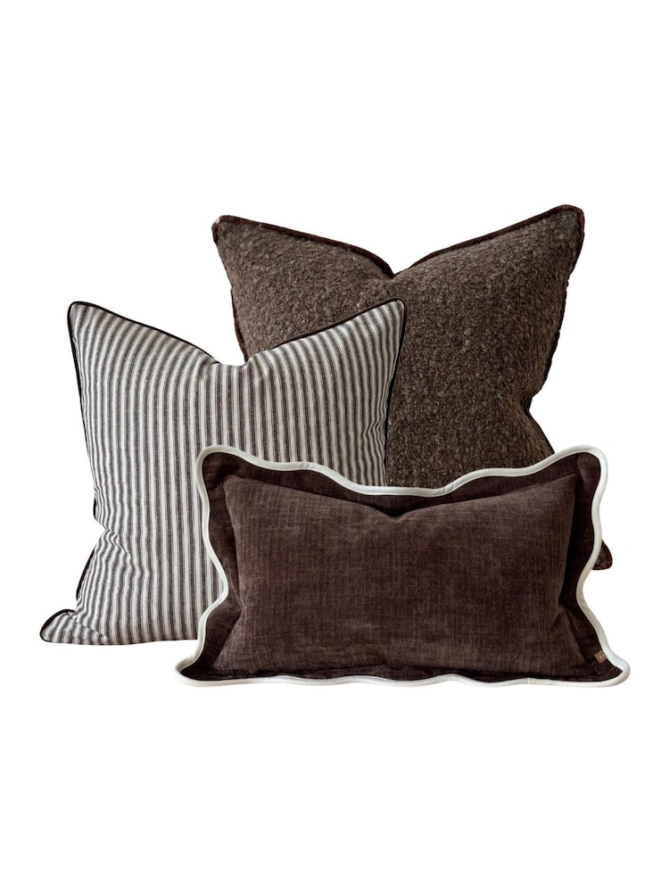 Ellenvale Interiors Set of 3 Brown The Boucle Cushion Cover Combination - Image 3 of 3 Ellenvale Interiors Set of 3 Brown The Boucle Cushion Cover Combination - Image 3 of 3
