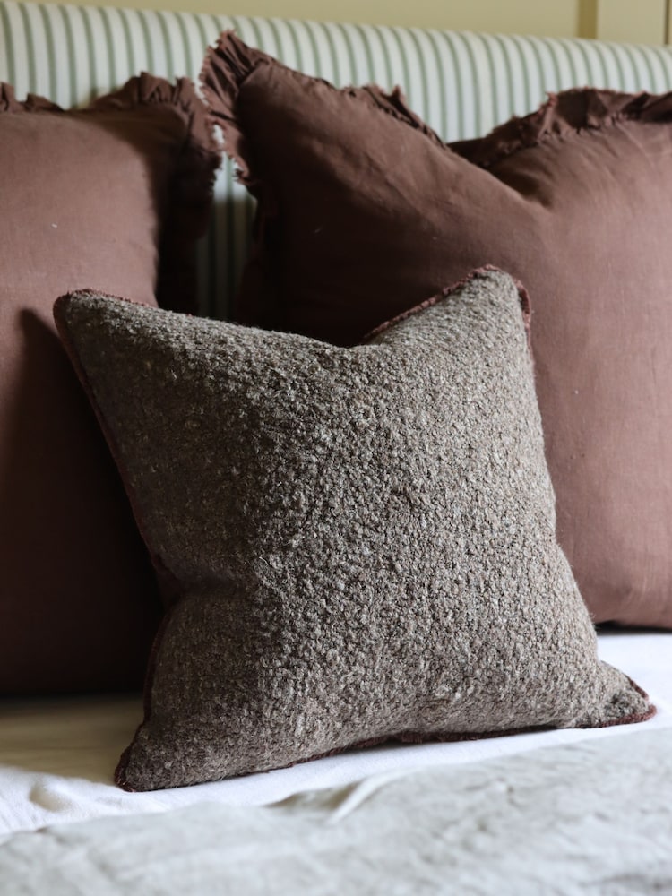 Ellenvale Interiors Set of 3 Brown The Boucle Combination Cushion Covers - Image 4 of 4