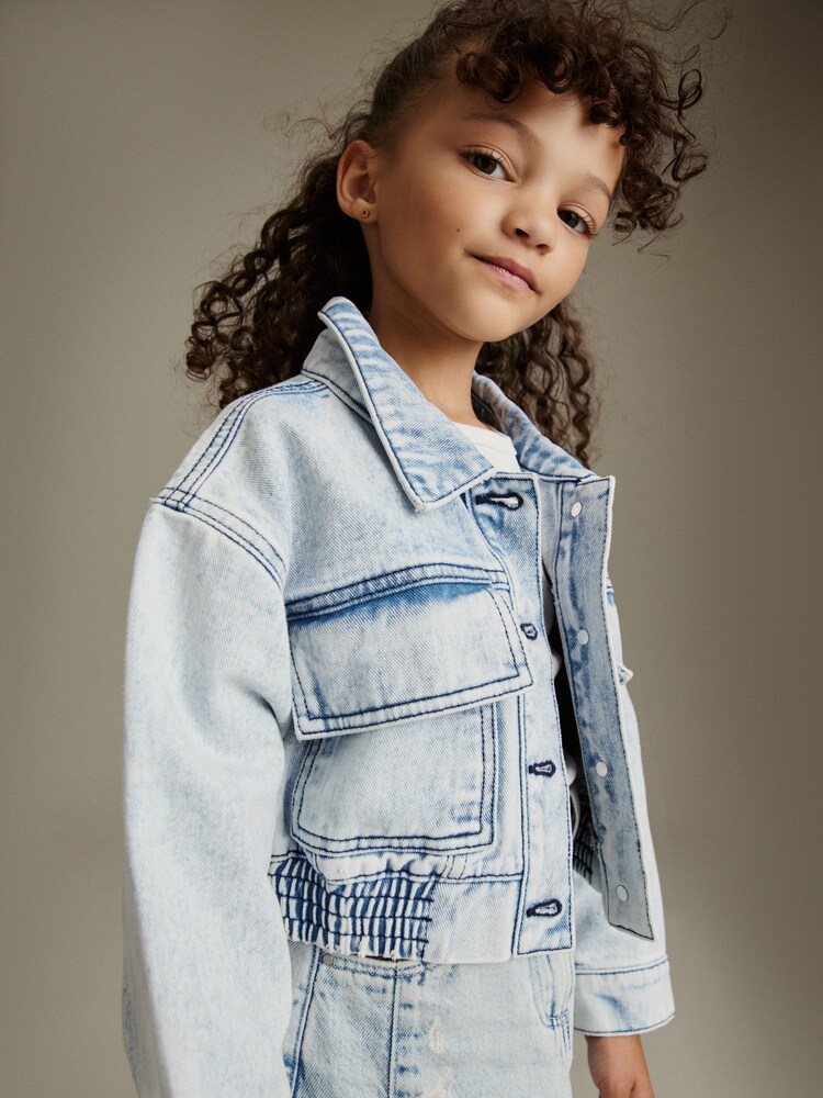 Bleach Wash Crop Denim Jacket (3-16yrs) - Image 1 of 9