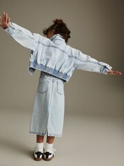 Bleach Wash Crop Denim Jacket (3-16yrs) - Image 4 of 9