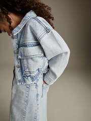 Bleach Wash Crop Denim Jacket (3-16yrs) - Image 5 of 9
