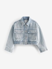 Bleach Wash Crop Denim Jacket (3-16yrs) - Image 6 of 9