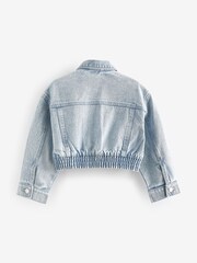 Bleach Wash Crop Denim Jacket (3-16yrs) - Image 7 of 9