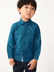 Teal Blue Long Sleeve Trimmed Oxford Shirt (3mths-7yrs) - Image 1 of 1