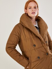 Monsoon Brown Shawl Collar Shannon Padded Coat - Image 3 of 4