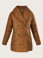 Monsoon Brown Shawl Collar Shannon Padded Coat - Image 4 of 4