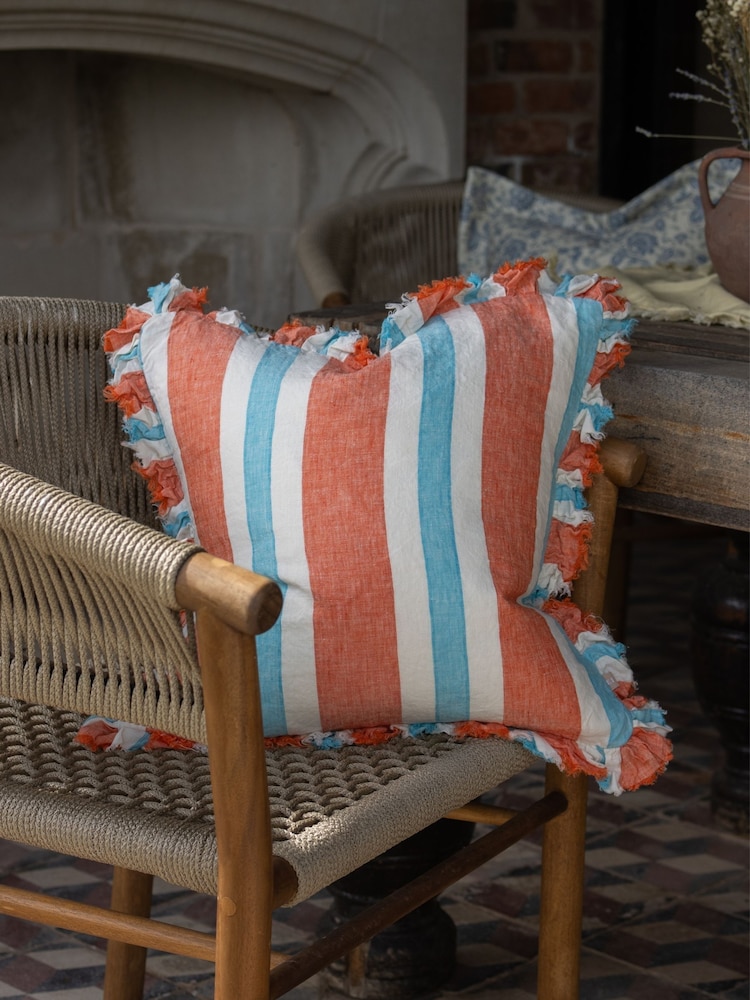 Ellenvale Interiors Coral Hallie Stripe Ruffle Cushion Cover 45 X 45cm - Image 1 of 3