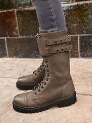Brown Forever Comfort® Lace Up Knee High Boots - Image 2 of 11