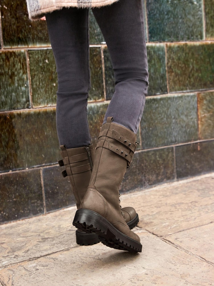 Brown Forever Comfort® Lace Up Knee High Boots - Image 4 of 11