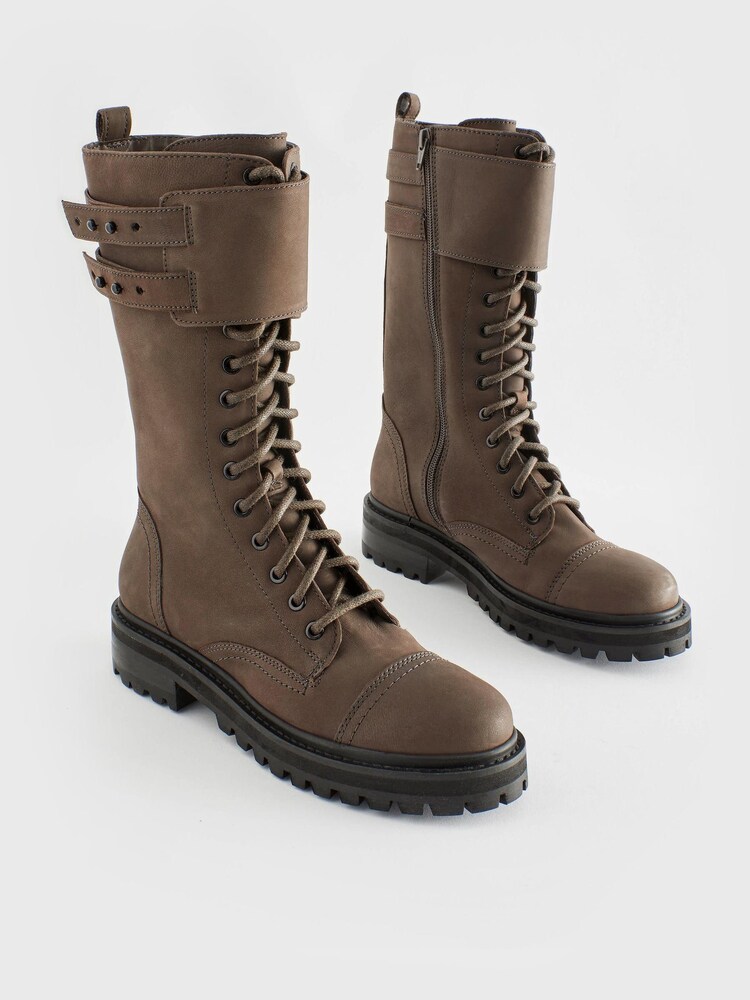 Brown Forever Comfort® Lace Up Knee High Boots - Image 7 of 11