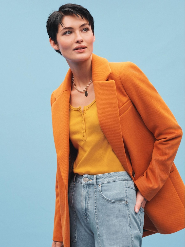 Orange Single Breasted Blazer Coat - Image 1 of 8