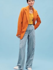 Orange Single Breasted Blazer Coat - Image 7 of 8