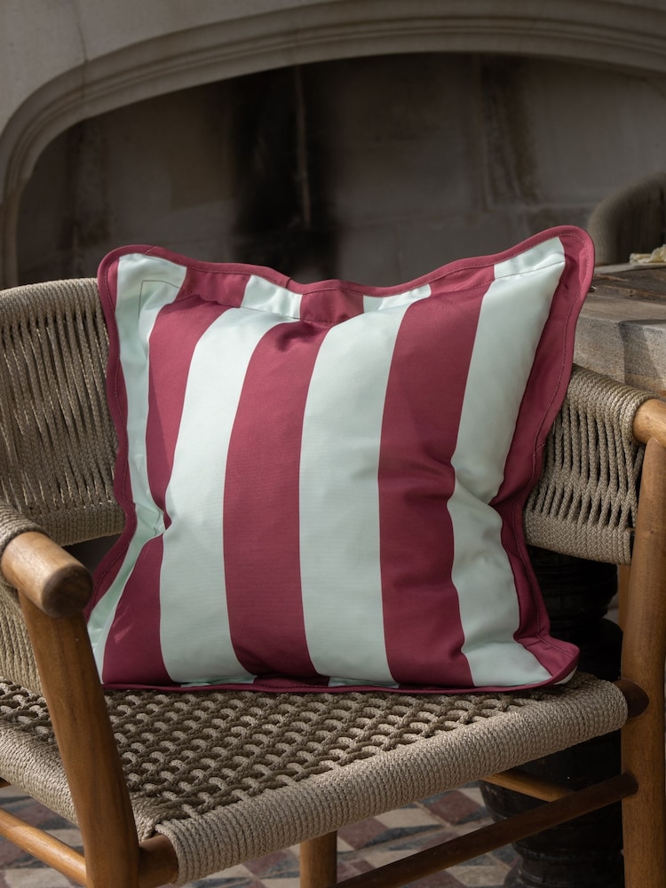 Ellenvale Interiors Burgundy Outdoor Scalloped Cushion Cover 45 X 45cm - Image 2 of 3