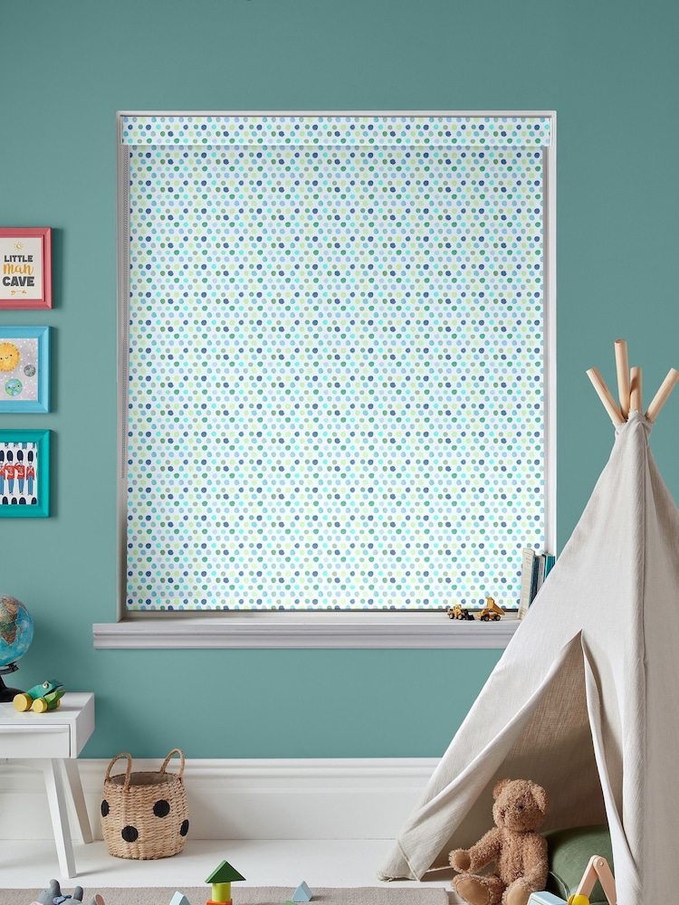Voyage Lagoon Blue Blackout Dotty Made To Measure Roller Blind - Image 2 of 6