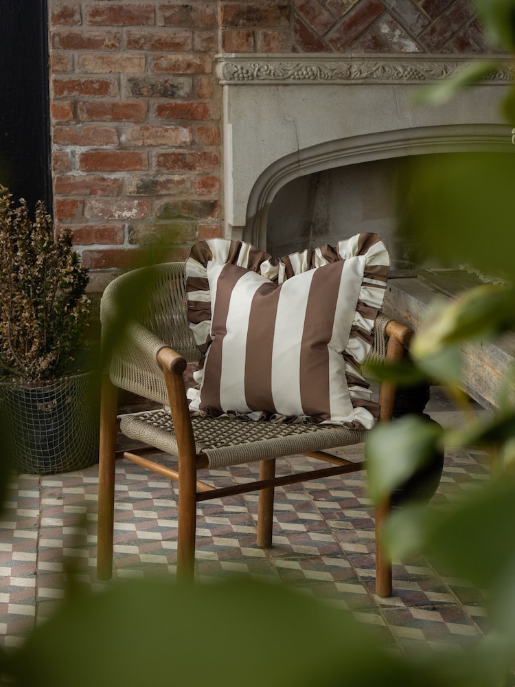 Ellenvale Interiors Brown/Pink/Yellow Outdoor Ruffle Cushion Cover 45 X 45cm - Image 2 of 3 Ellenvale Interiors Brown/Pink/Yellow Outdoor Ruffle Cushion Cover 45 X 45cm - Image 2 of 3