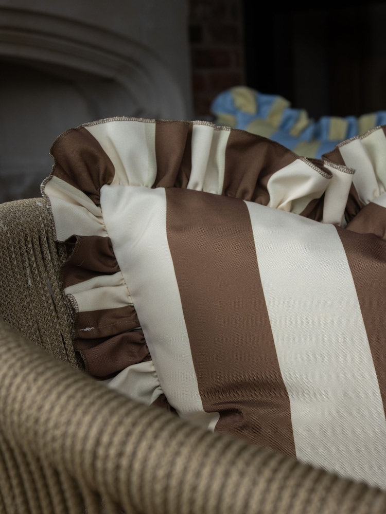 Ellenvale Interiors Brown/Pink/Yellow Outdoor Ruffle Cushion Cover 45 X 45cm - Image 3 of 3 Ellenvale Interiors Brown/Pink/Yellow Outdoor Ruffle Cushion Cover 45 X 45cm - Image 3 of 3