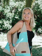 Seaspray Green Patchwork Pyramid Beach Bag & Purse Set - Image 1 of 3