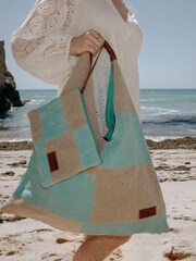 Seaspray Green Patchwork Pyramid Beach Bag & Purse Set - Image 3 of 3