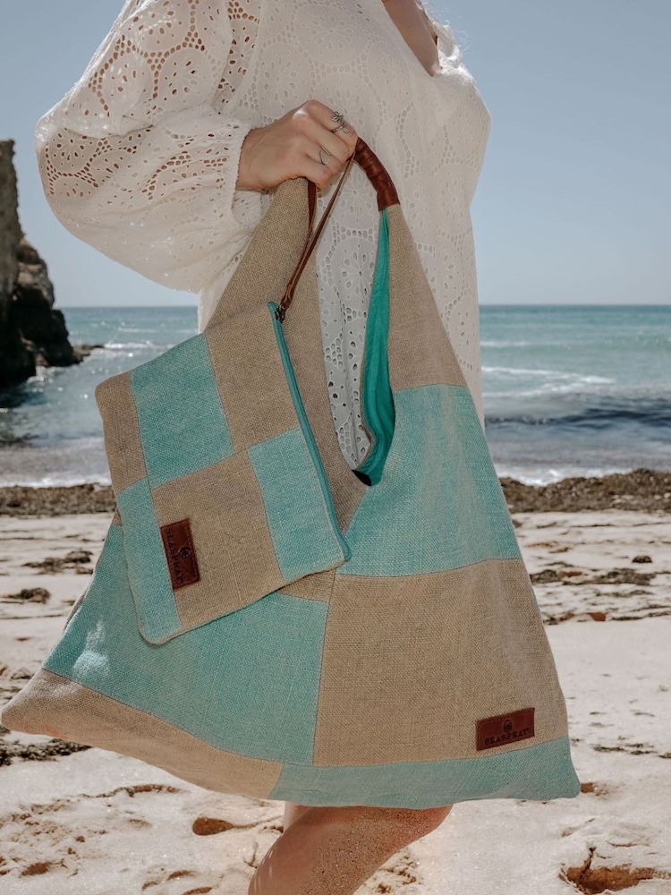 Seaspray Green Patchwork Pyramid Beach Bag & Purse Set - Image 3 of 3