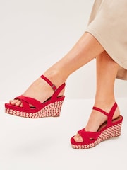 Red Extra Wide Fit Forever Comfort® Open Toe Wedges - Image 1 of 7