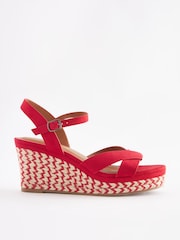 Red Extra Wide Fit Forever Comfort® Open Toe Wedges - Image 3 of 7