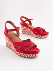 Red Extra Wide Fit Forever Comfort® Open Toe Wedges - Image 4 of 7