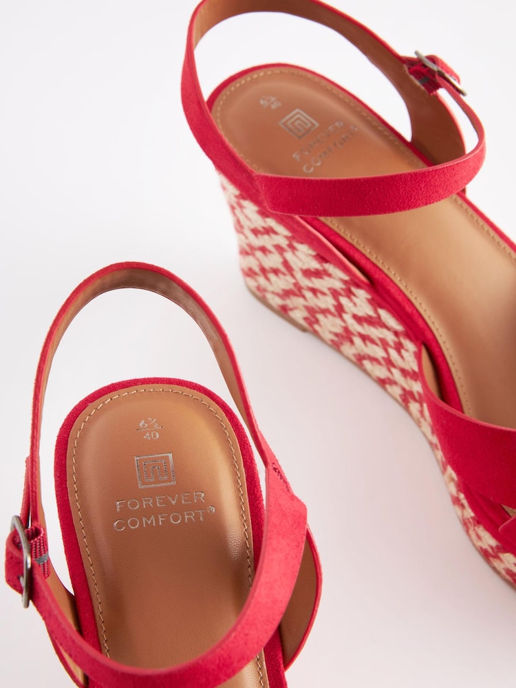 Red Extra Wide Fit Forever Comfort® Open Toe Wedges - Image 5 of 7